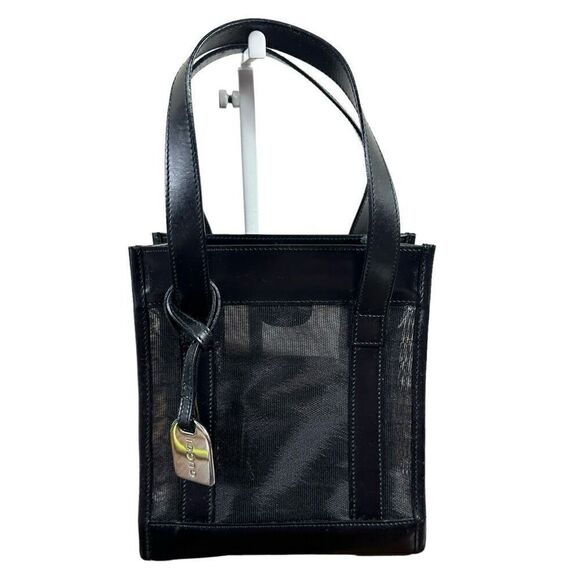 Gucci Vintage Mini Tote Mesh Leather Black